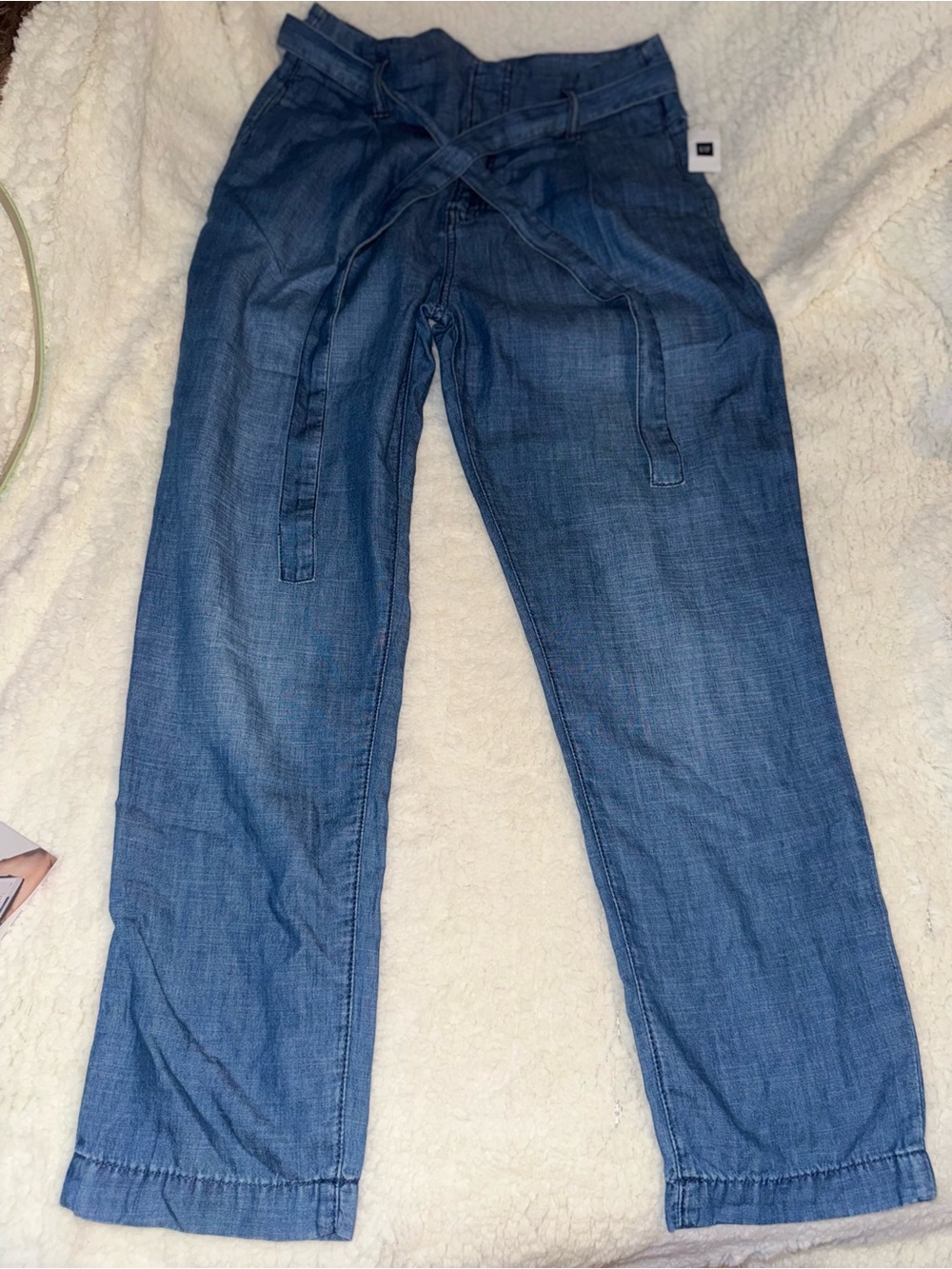 GAP Women's Dark Blue Tie-Belt Wide Leg Jeans